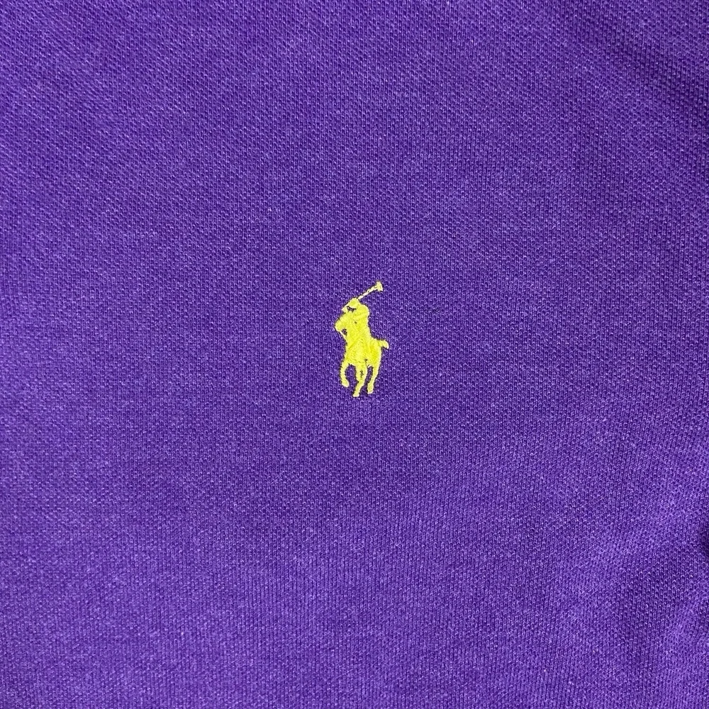 Polo Ralph Lauren Polo Shirt Size XL Purple Custom Fit Casual Yellow Pony Logo